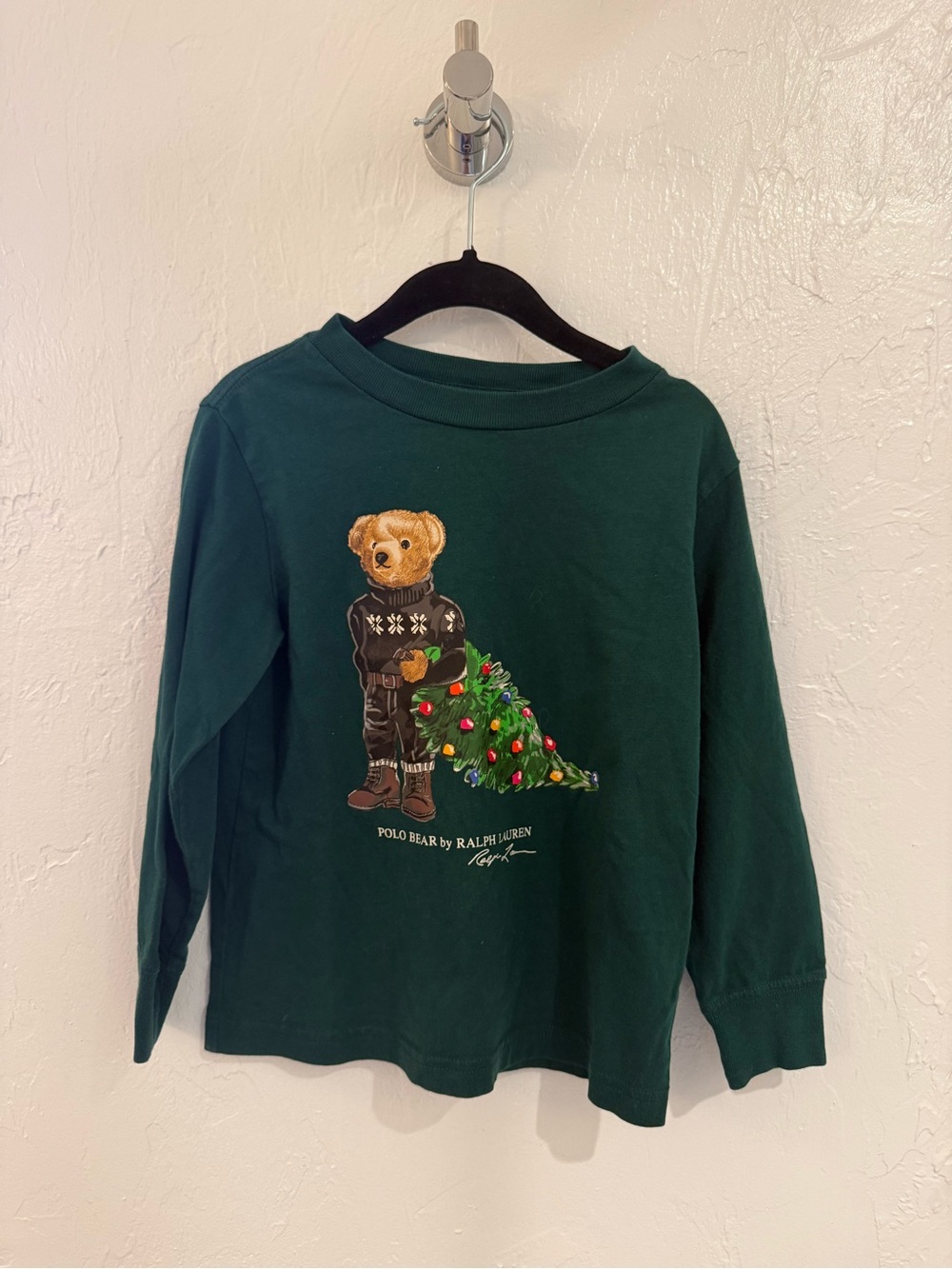 Polo by Ralph Lauren Forest Green Bear & Tree Graphic Long-Sleeve Tee - Kids